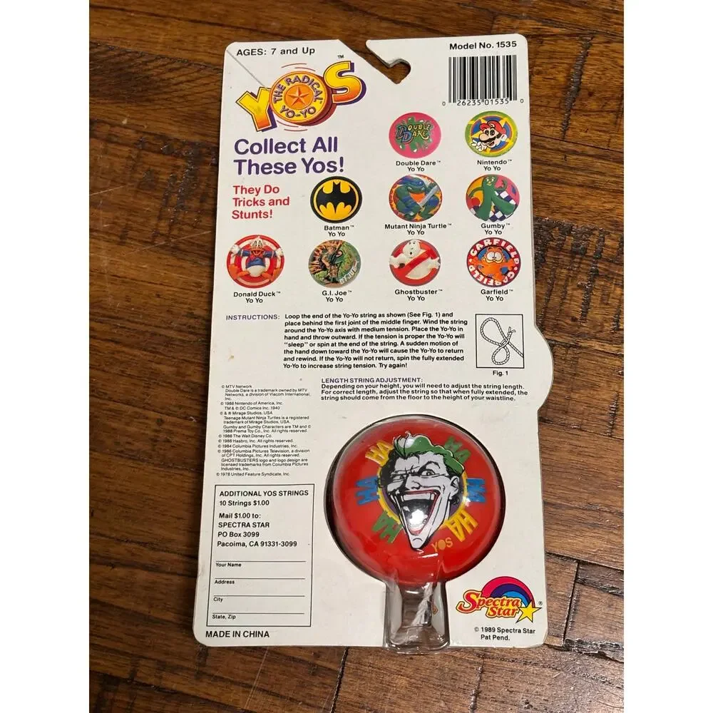 DC Comics Batman The Joker On Card YOS The Radical Yo-Yo Spectra Star 1989